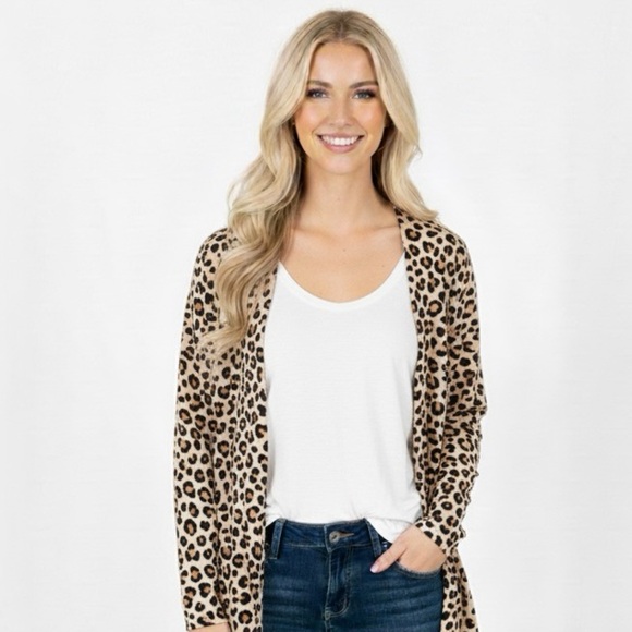 Time & Tru leopard print knit cardigan size XXlarge new with tags - Picture 1 of 10